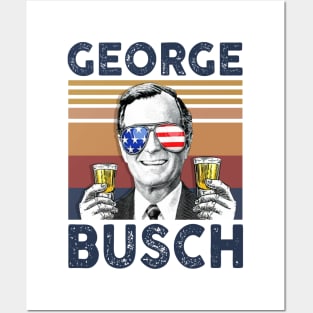 Geogre Busch US Drinking 4th Of July Vintage Shirt Independence Day American T-Shirt Posters and Art